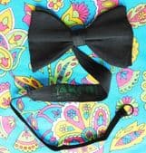 Akco black pique large bow tie ready tied vintage 1950s 1960s made in England B